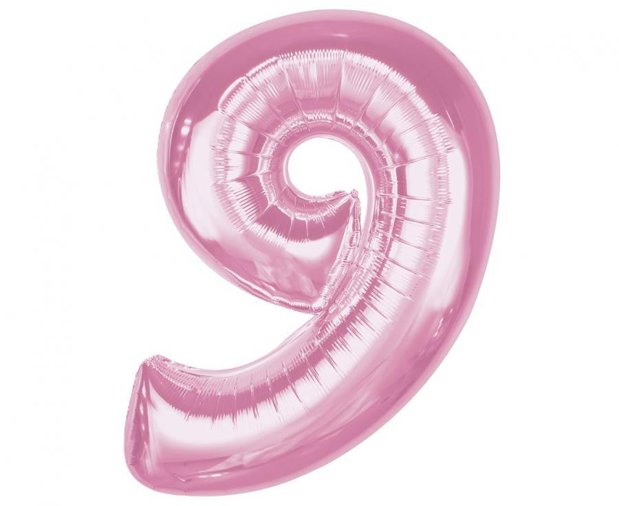 Folijas balons "Cipars 9", 92 cm, gaiši rozā