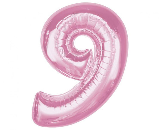 Folijas balons "Cipars 9", 92 cm, gaiši rozā
