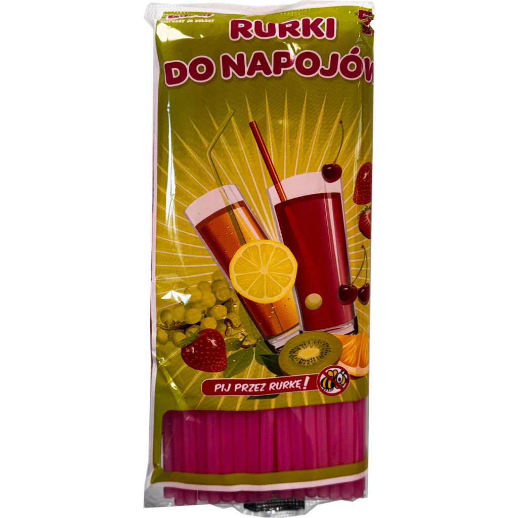 Rozā plastmasas salmiņi 50 gab.
