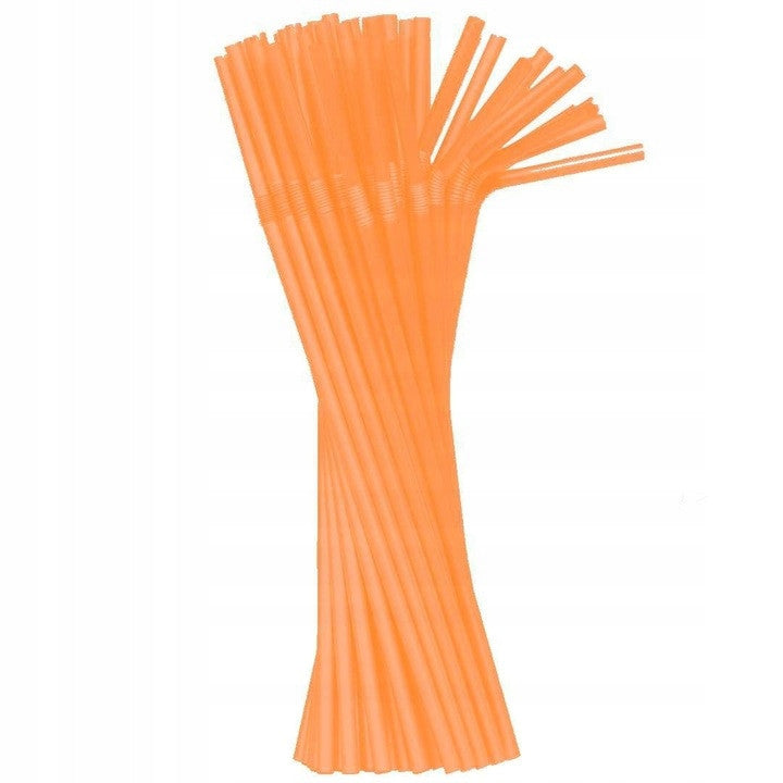 Oranžas plastmasas salmiņi 50 gab.