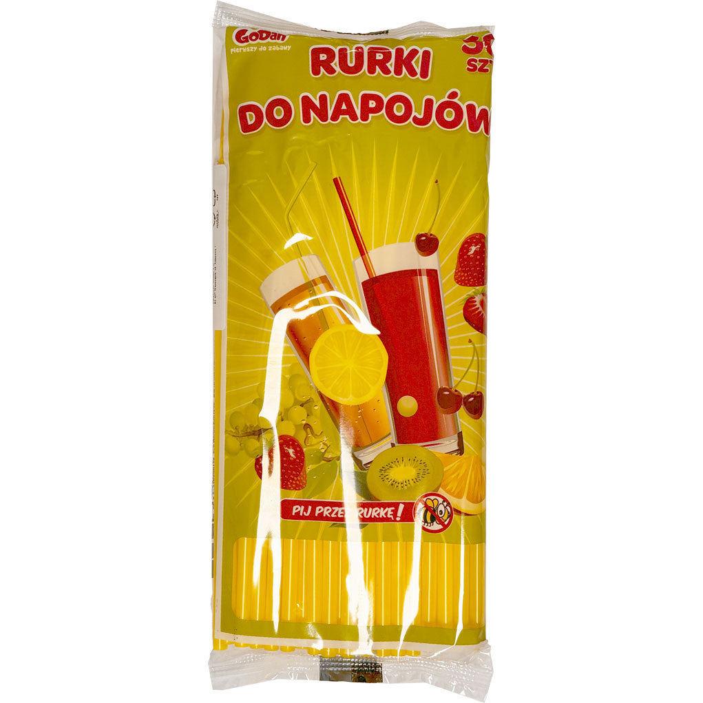 Dzelteni plastmasas salmiņi 50 gab.