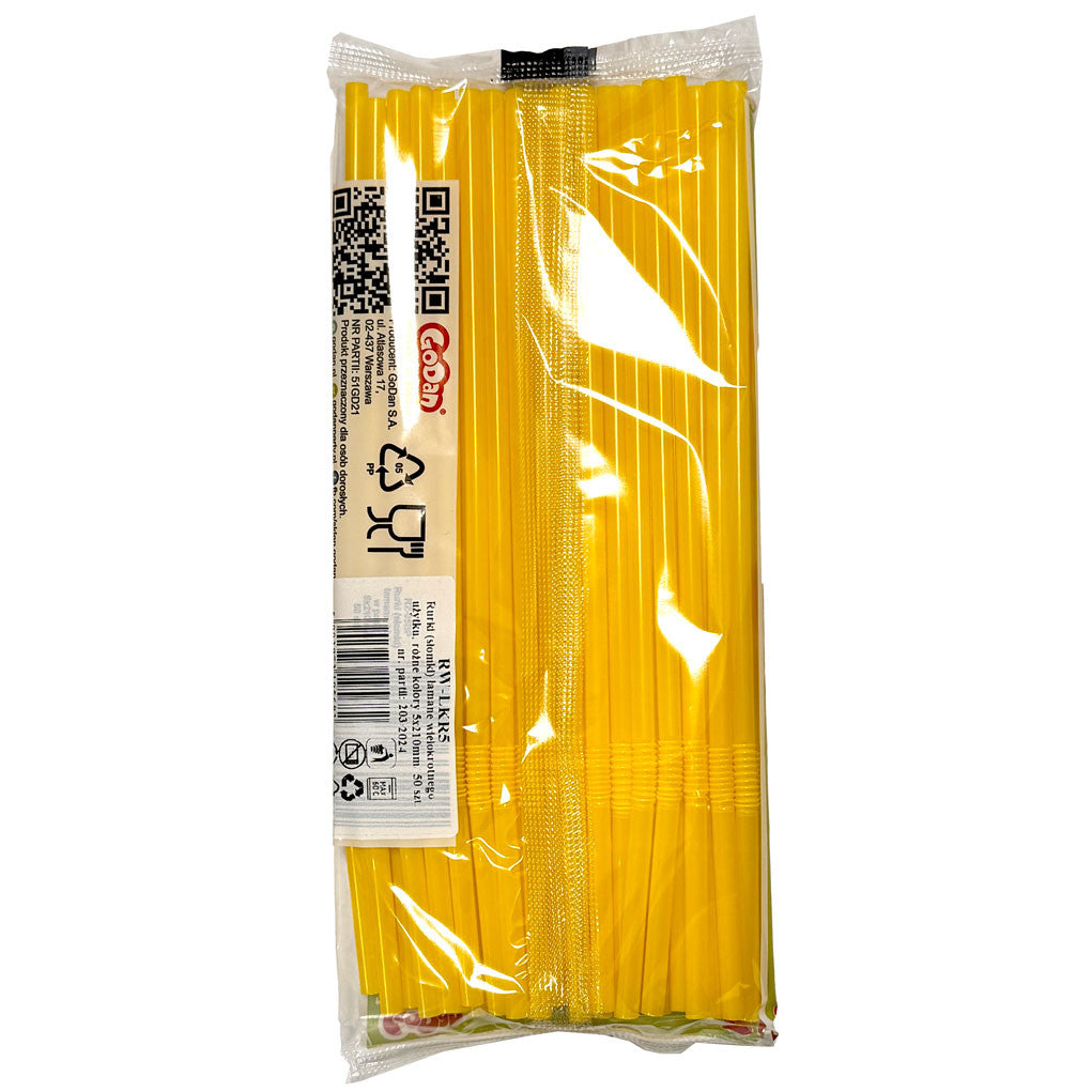 Dzelteni plastmasas salmiņi 50 gab.