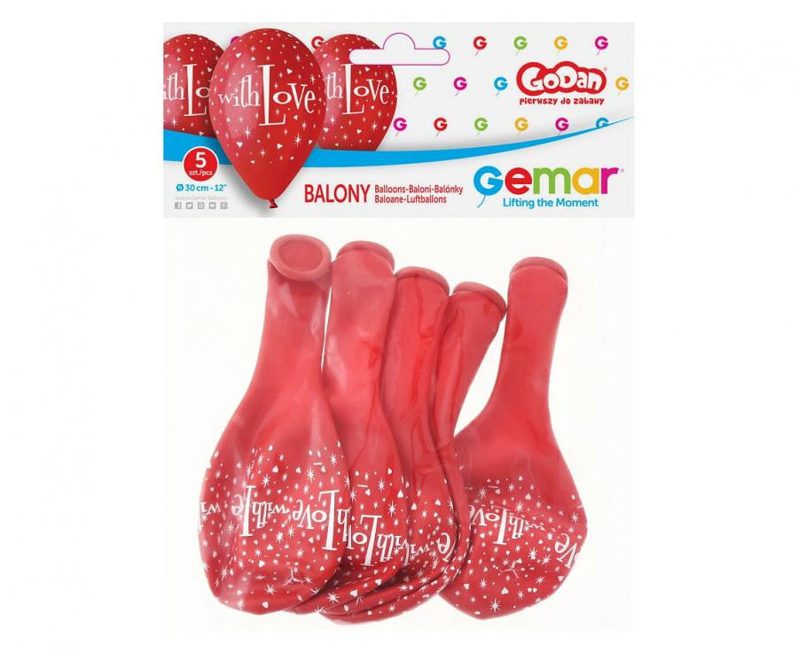 Mīlestība ar mīlestību baloni, 5 gab. 12 collas (30 cm)
