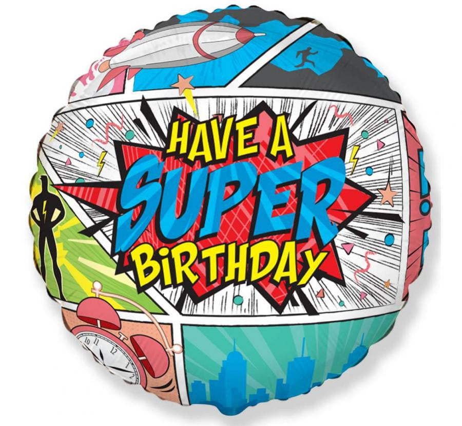 Folijas balons "Dzimšanas diena" ar komiksu, 46 cm (WP)