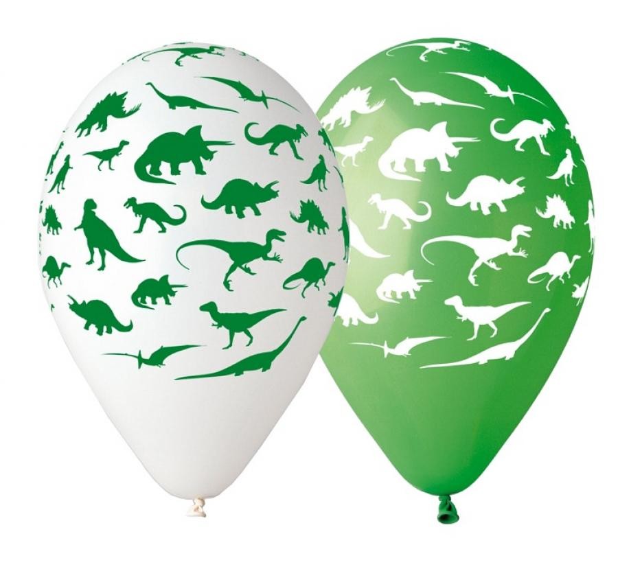 Dinozaurs Dinozaurs, balons, 5 gab. komplekts 12 collas (30 cm)