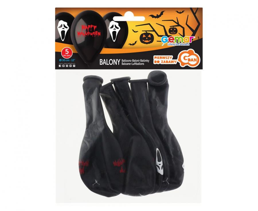 Biedējoši Helovīna gaisa baloni, 5 baloni, 12 collas (30 cm)