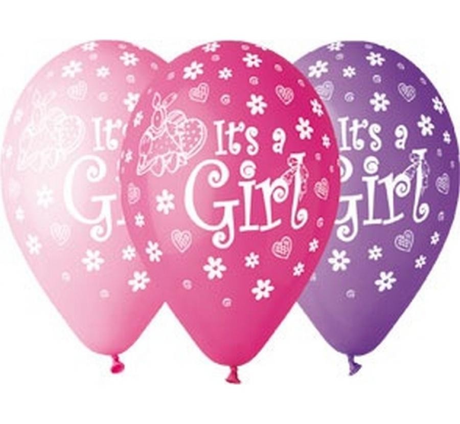 Krāsojošais balons "It's a Girl", 5 gab. komplekts, 30 cm