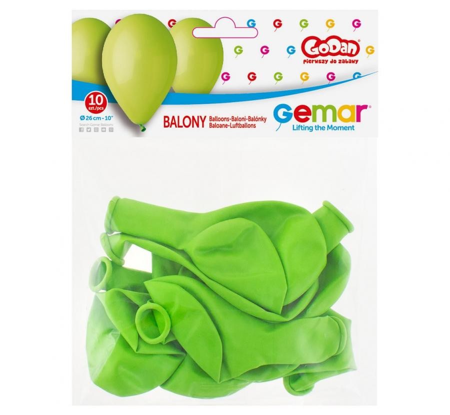 Krāsaini pistāciju zaļi baloni, 10 gab. komplekts, 26 cm