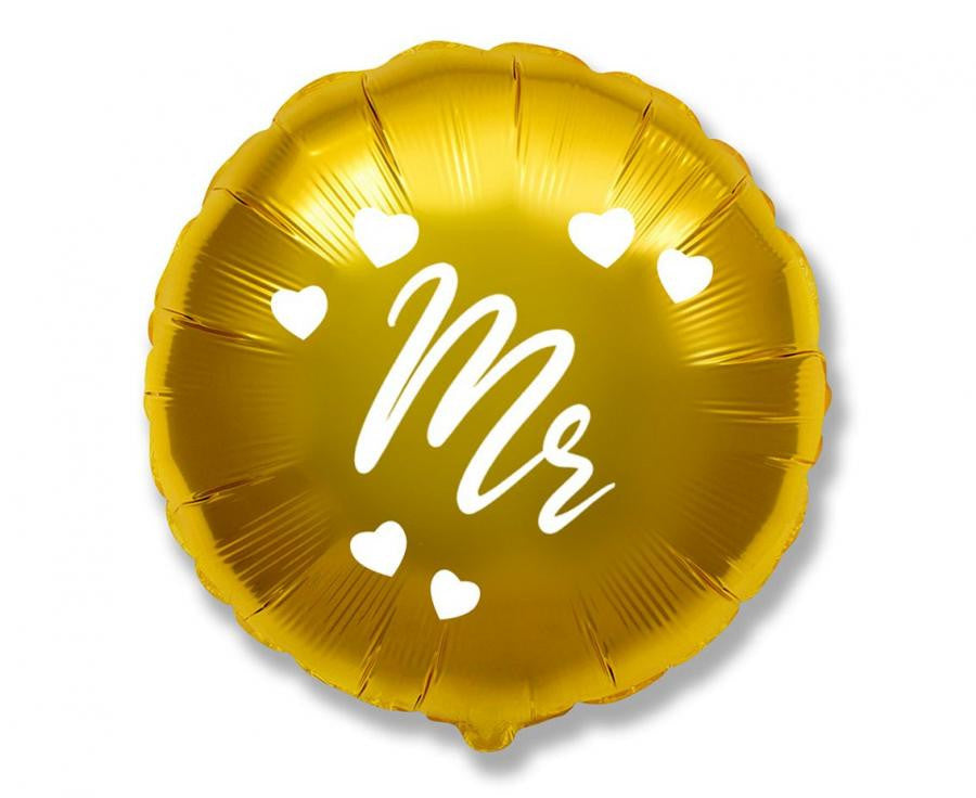 Kāzu zelts, zelta Mr folijas balons 46 cm (WP)