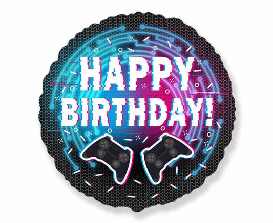 Folijas balons "Gamer Happy Birthday" ar kontrolieri 46 cm (WP)