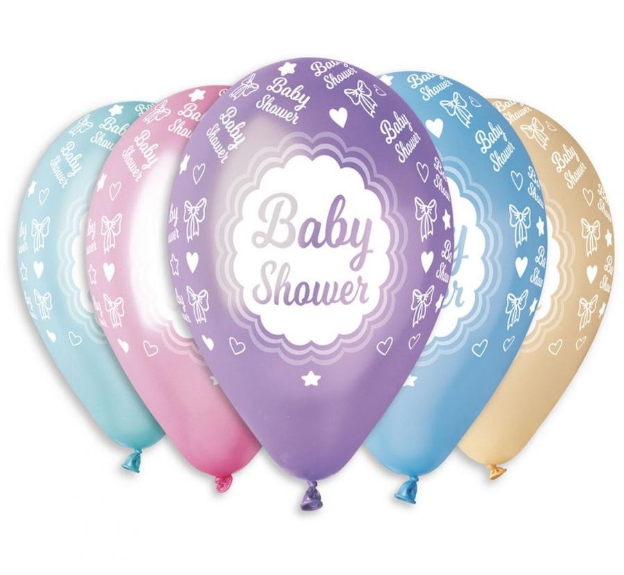 Metāliski mazuļa dušas baloni, 5 gab., 12 collas (30 cm)