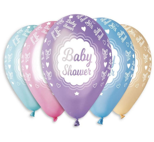 Metāliski mazuļa dušas baloni, 5 gab., 12 collas (30 cm)