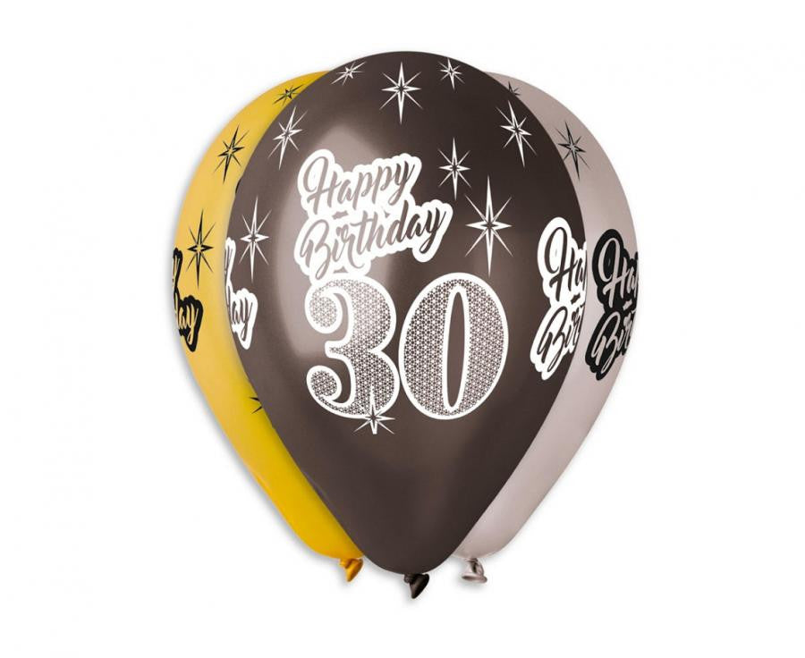 Daudz laimes dzimšanas dienā! Daudz laimes dzimšanas dienā! 30 metāliski baloni, 6 gab. 12 collas (30 cm)