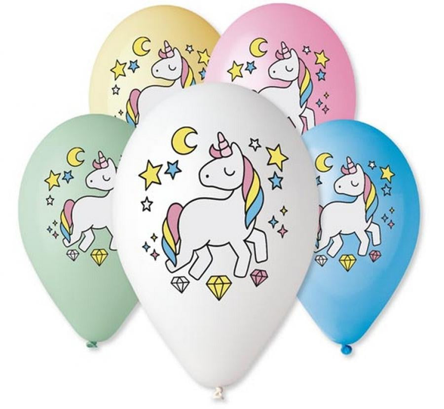 Vienradzis Vienradža burvju nakts, baloni, 5 gab. 12 collas (30 cm)