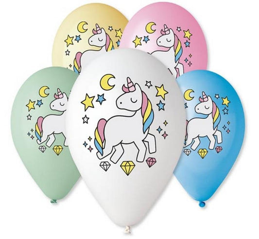 Vienradzis Vienradža burvju nakts, baloni, 5 gab. 12 collas (30 cm)