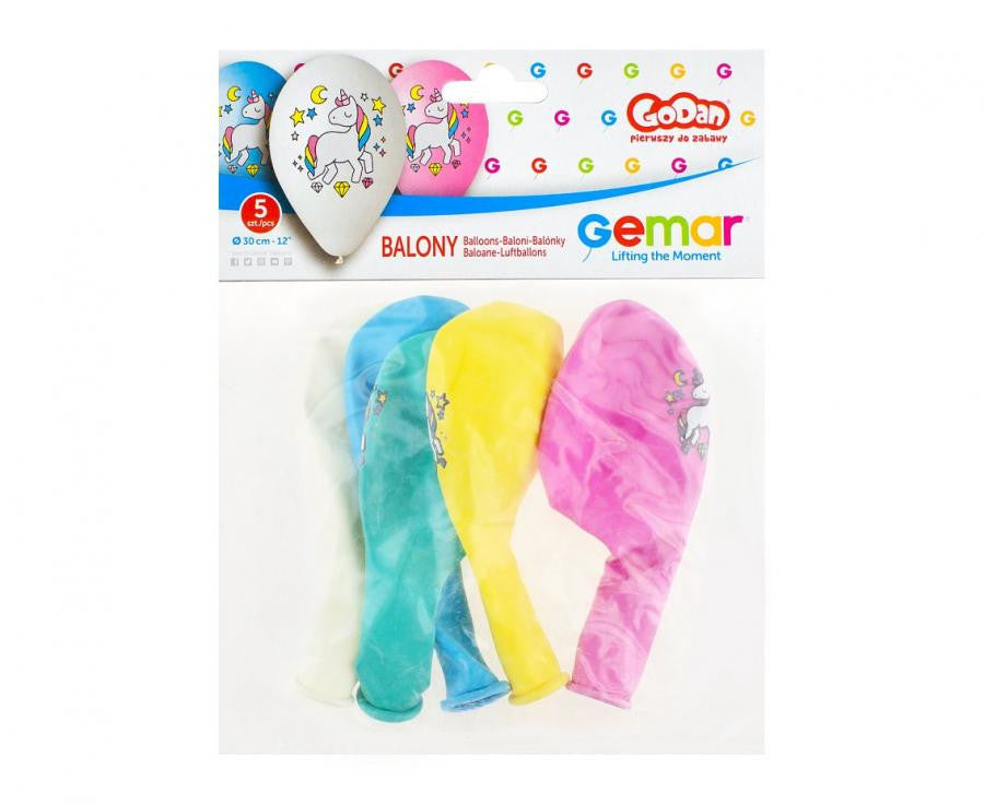 Vienradzis Vienradža burvju nakts, baloni, 5 gab. 12 collas (30 cm)