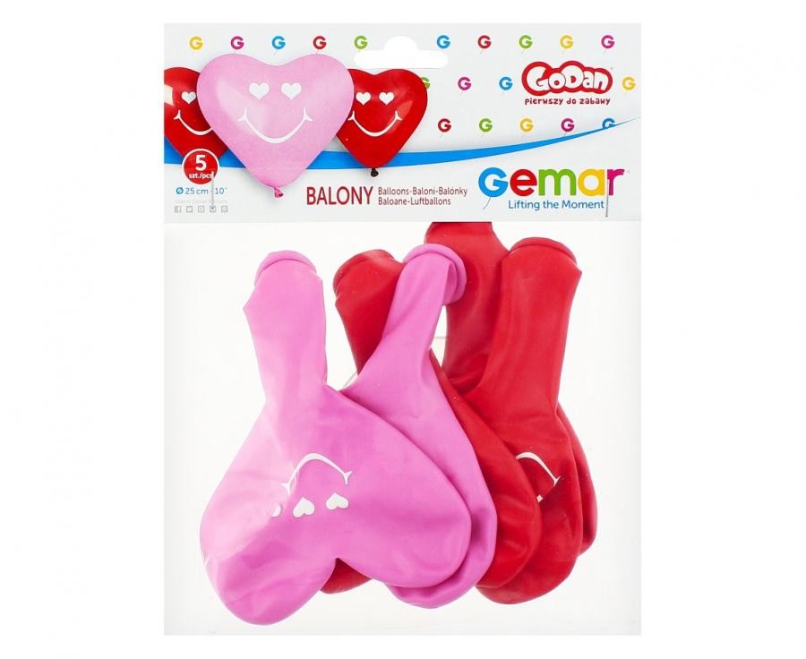 Mīlestības smaidošas sirdis, sirds formas baloni, 5 gab. 10 collas (25 cm)