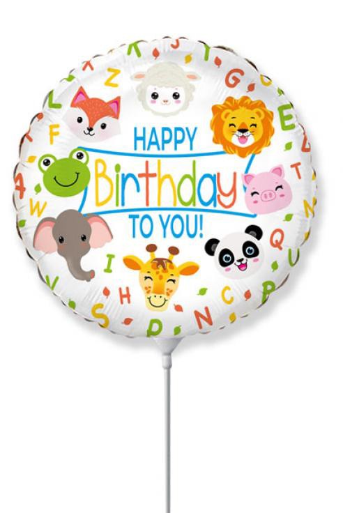Folijas balons "Dzimšanas diena" ar dzīvnieku apdruku, 36 cm (WP)