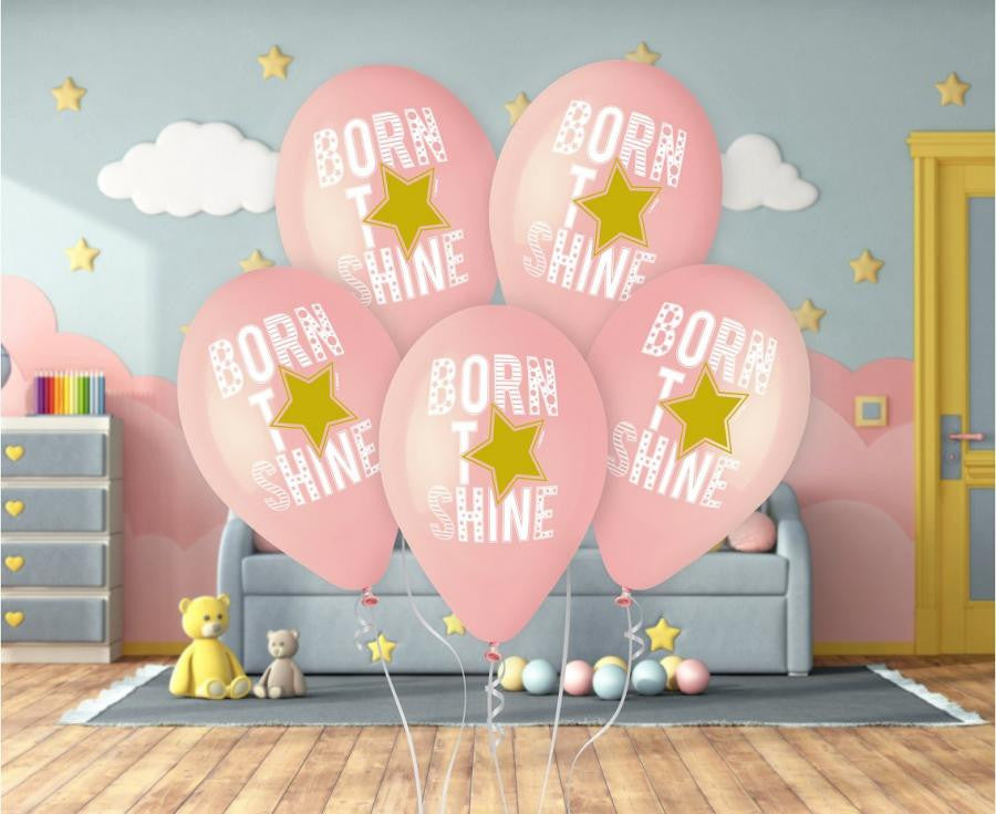 Baby Born to Shine rozā balonu komplekts, 5 gab., 13 collas (33 cm)
