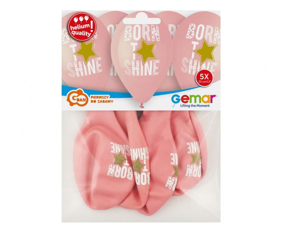 Baby Born to Shine rozā balonu komplekts, 5 gab., 13 collas (33 cm)