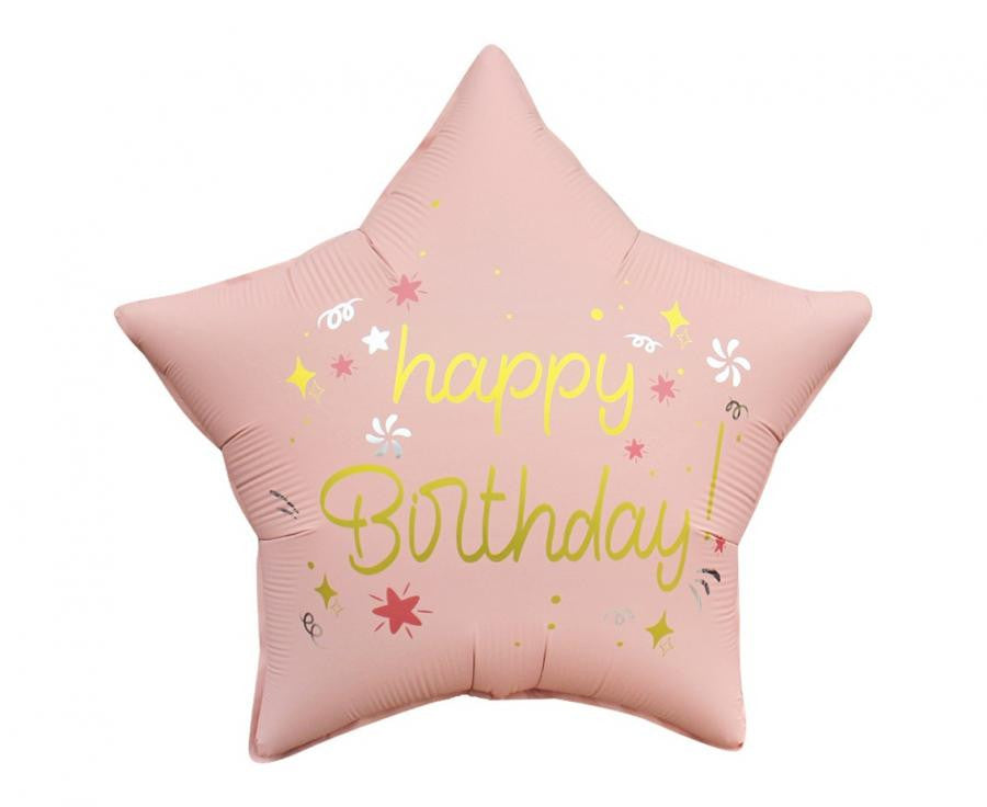 Daudz laimes dzimšanas dienā, matēti rozā, folijas balons "Dzimšanas diena", 44 cm