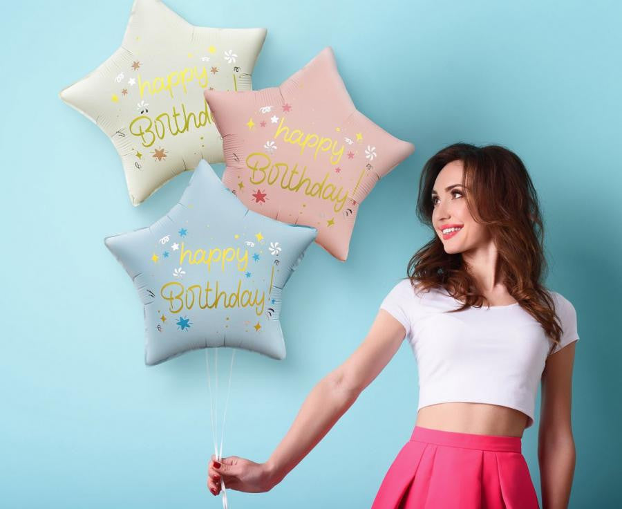 Daudz laimes dzimšanas dienā, matēti rozā, folijas balons "Dzimšanas diena", 44 cm
