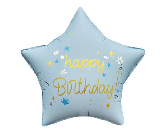 Daudz laimes dzimšanas dienā, matēti zils, folijas balons "Dzimšanas diena", 44 cm