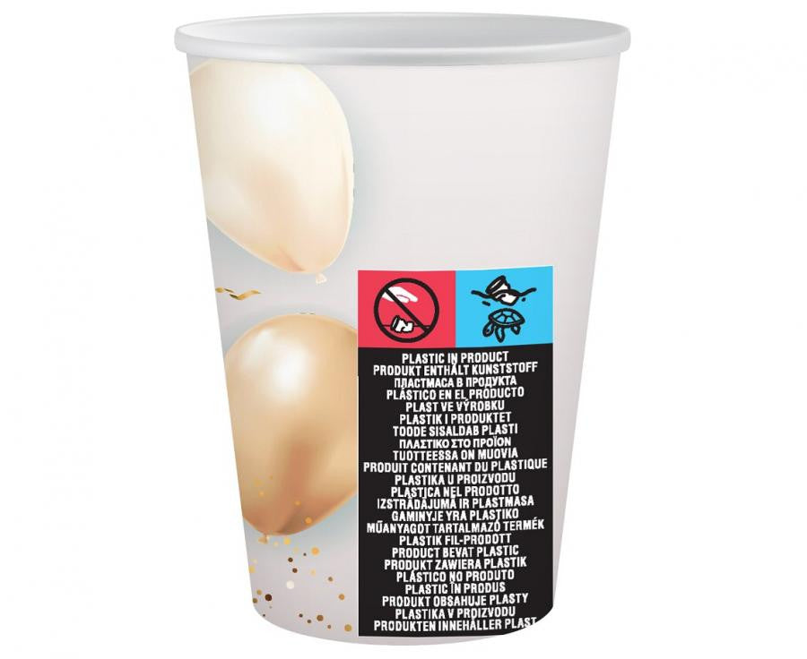 Daudz laimes dzimšanas dienā baloni Papīra krūzītes 6 gab. 250 ml