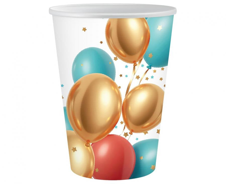 Ballīšu balonu papīra krūzīšu komplekts, 6 gab., 250 ml