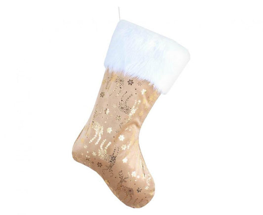 Ziemassvētku zelta ziemeļbrieža kamīna zeķe, zābaks 49 cm
