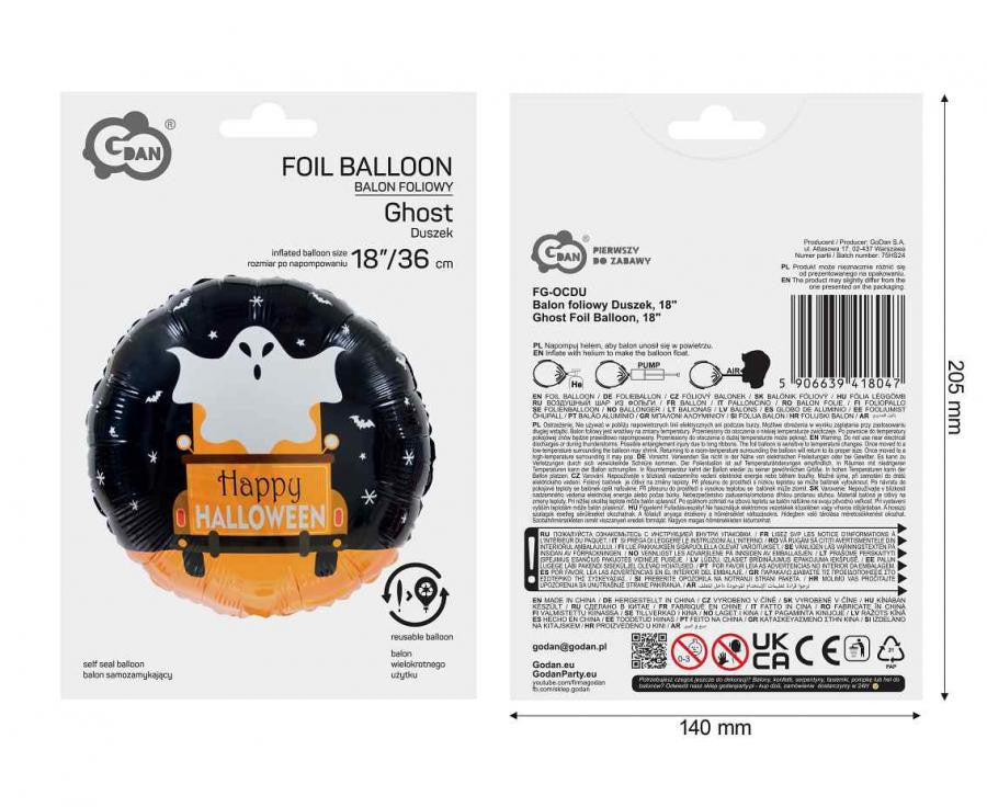 Folijas balons "Helovīna spoks" 46 cm