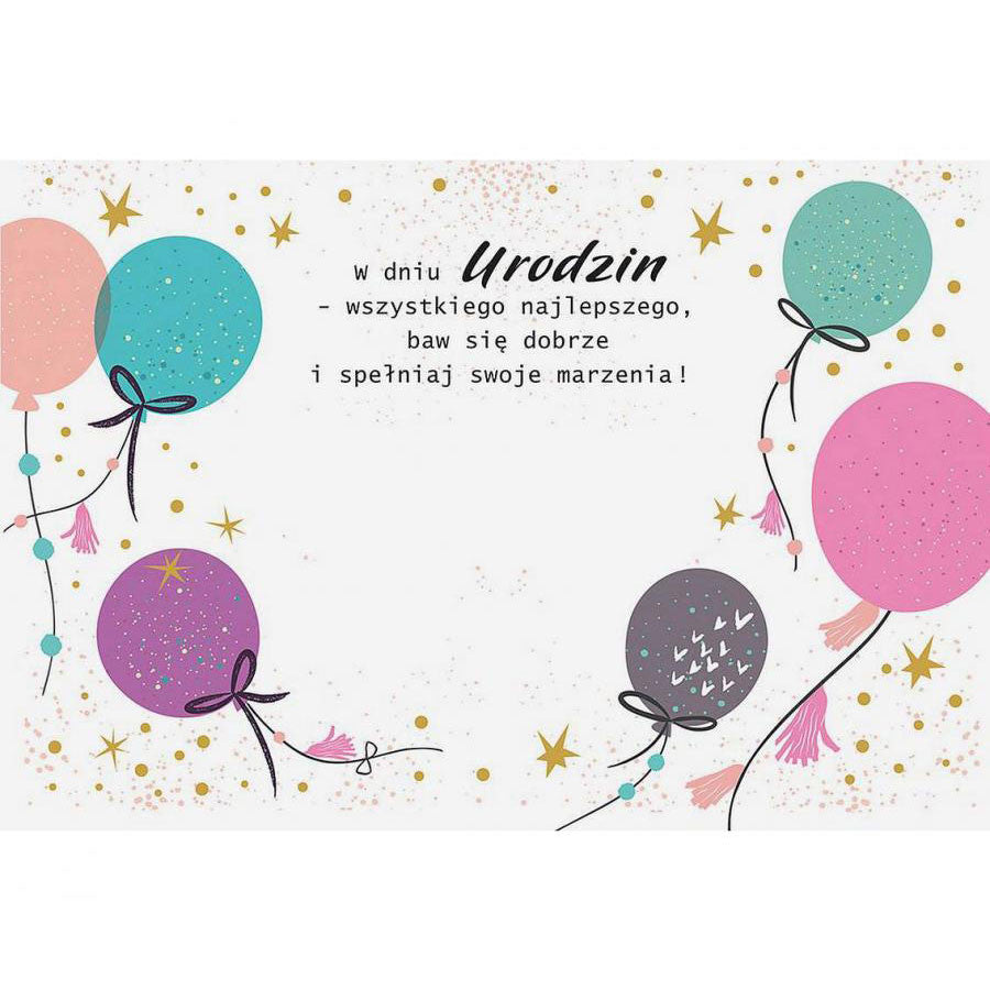 Daudz laimes dzimšanas dienā balons Daudz laimes dzimšanas dienā apsveikuma kartīte + aploksne