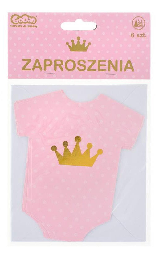 Rozā ielūgumu komplekts mazai meitenītei (6 gab.)