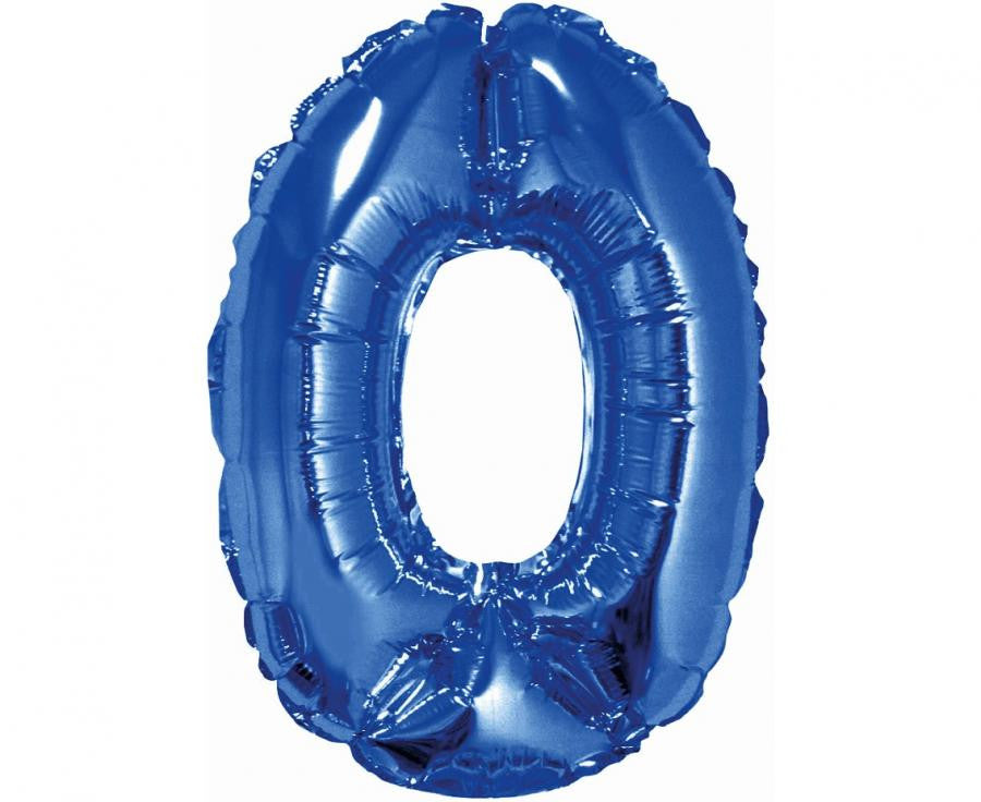 Folijas balons "Cipars Zils 0" mini ciparu formā, 35 cm