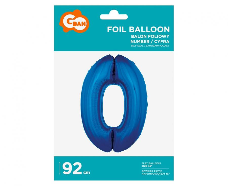 Folijas balons "Cipars B&C", 92 cm, zils, zils, skaitlis 0