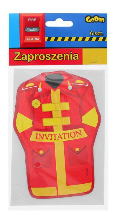 Ugunsdzēsēju brigādes dzelteni ielūgumi 6 gab.