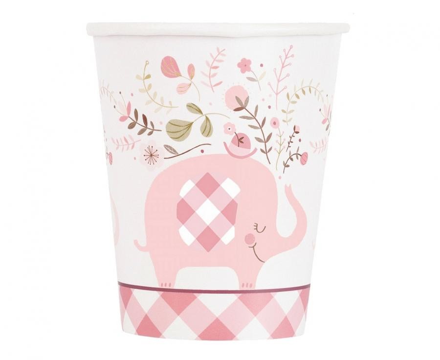Ziloņu rozā papīra krūzītes 8 gab. 266 ml