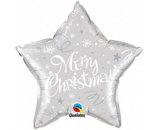 Folijas balons "Priecīgus Ziemassvētkus" "Sudraba zvaigzne" 51 cm