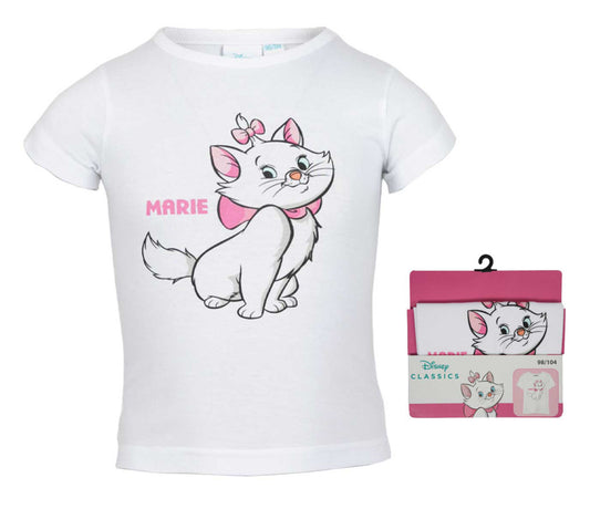Disney Marie balts bērnu īsais T-krekls ar kaķa attēlu, 92-128 cm