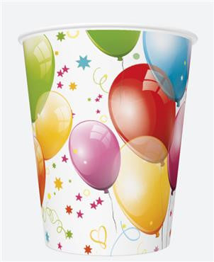 Krāsainie baloni balonu papīra krūzīšu komplekts, 8 gab., 250 ml