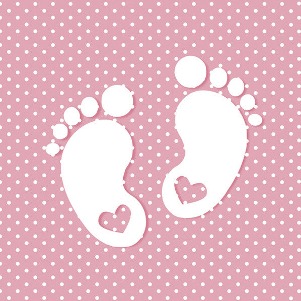Rozā bērnu dāvinājuma salvešu komplekts "Baby Little Feet" (20 salvetes), 33x33 cm