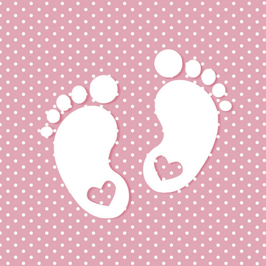 Rozā bērnu dāvinājuma salvešu komplekts "Baby Little Feet" (20 salvetes), 33x33 cm