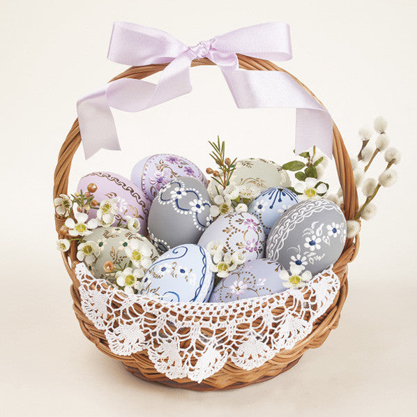 Lieldienu grozs ar mežģīņu salvetēm 20 gab. 33x33 cm