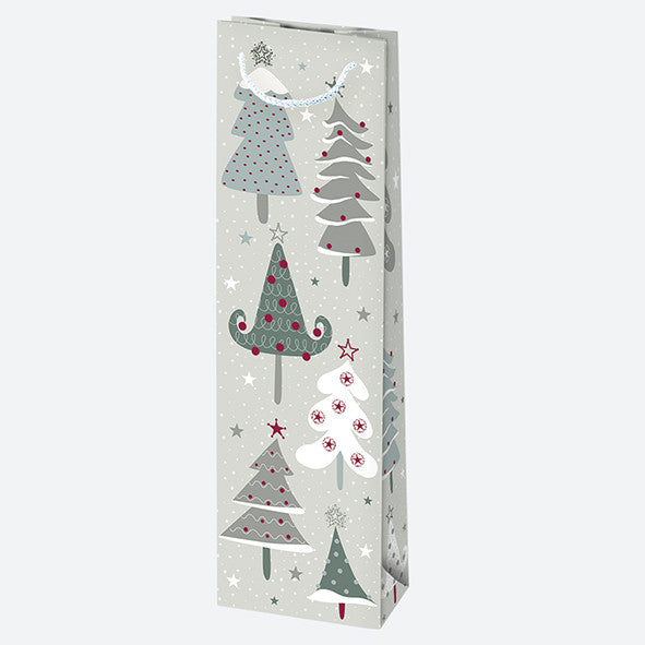 Ziemassvētku rakstaina papīra vīna maisiņa 12x40x9 cm