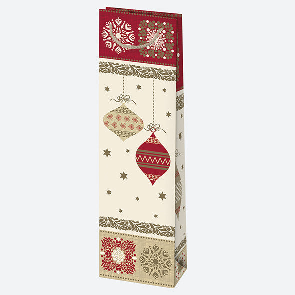 Ziemassvētku rakstaina papīra vīna maisiņa 12x40x9 cm