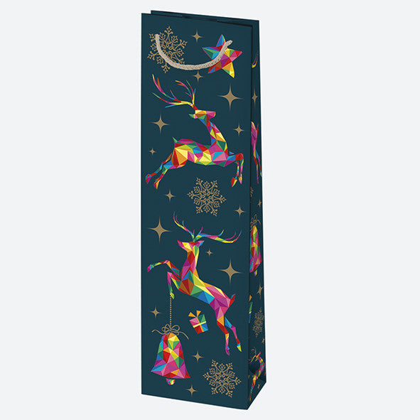 Ziemassvētku rakstaina papīra vīna maisiņa 12x40x9 cm
