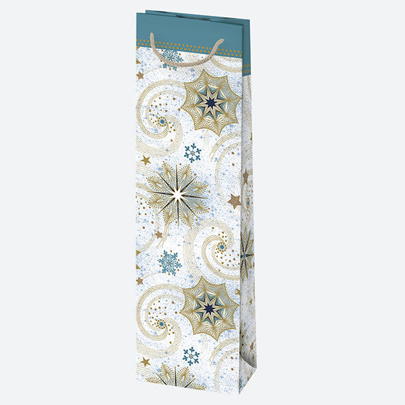 Ziemassvētku rakstaina papīra vīna maisiņa 12x40x9 cm