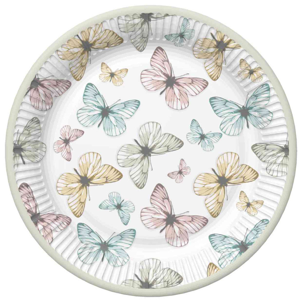 Papīra šķīvju komplekts "Butterfly Light", 8 gab., 22,7 cm