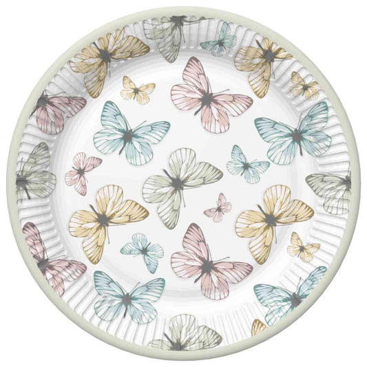 Papīra šķīvju komplekts "Butterfly Light", 8 gab., 22,7 cm