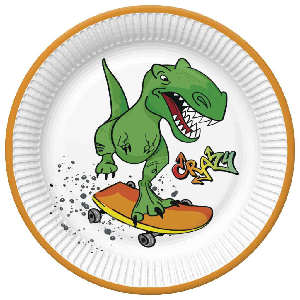Papīra šķīvji "Dinozaurs Crazy" 8 gab. 22,7 cm
